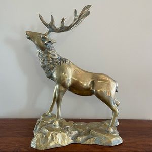 Large Midcentury Brass Stag or Elk
